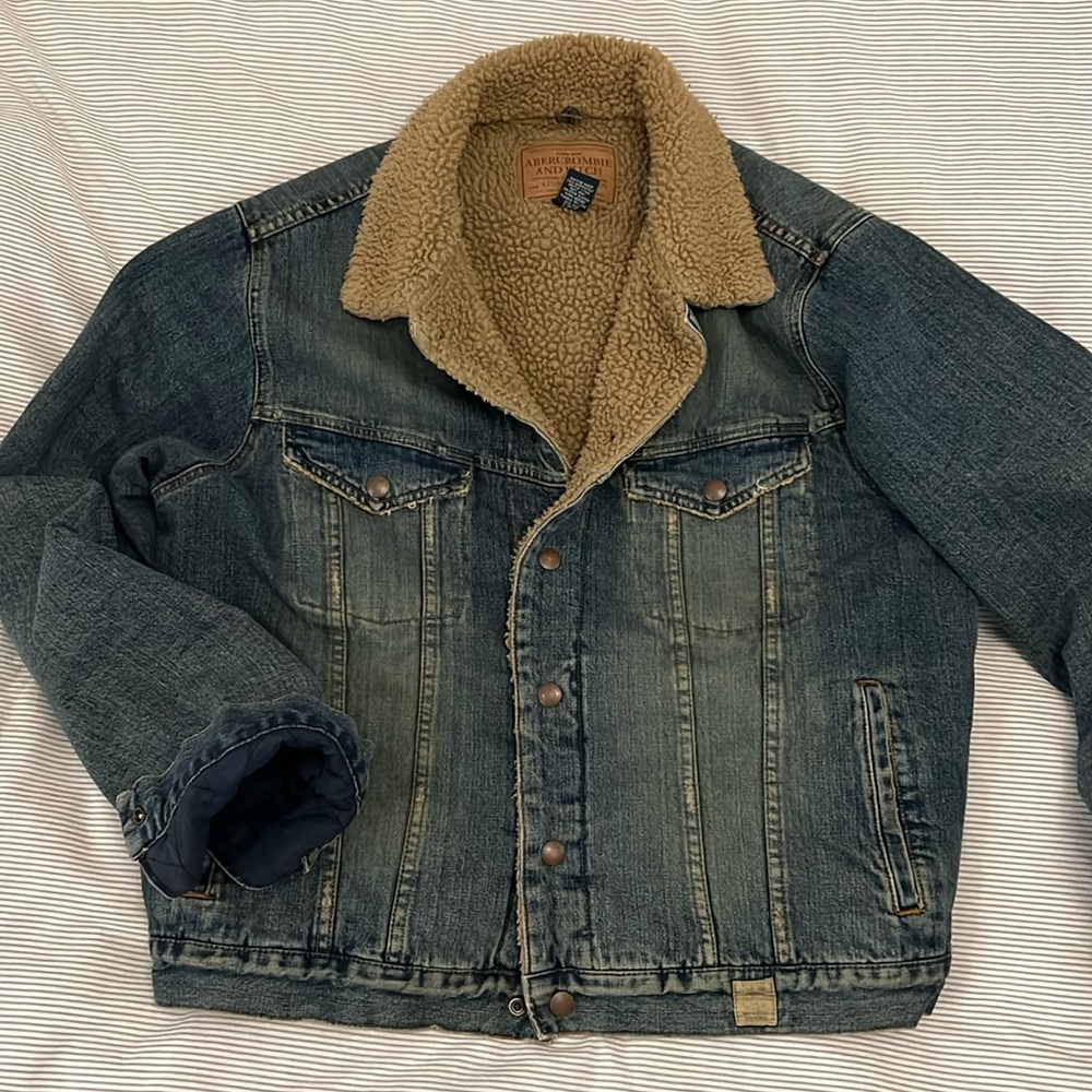 Abercrombie & Fitch Mens Sherpa Lined Denim Jacket XL